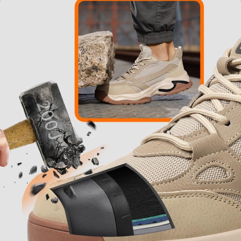 Breathable Four Seasons Work Boots Steel Toe Safety Shoes Men Work Shoes Sneakers Lightweight Anti-Puncture Indestructible Boots