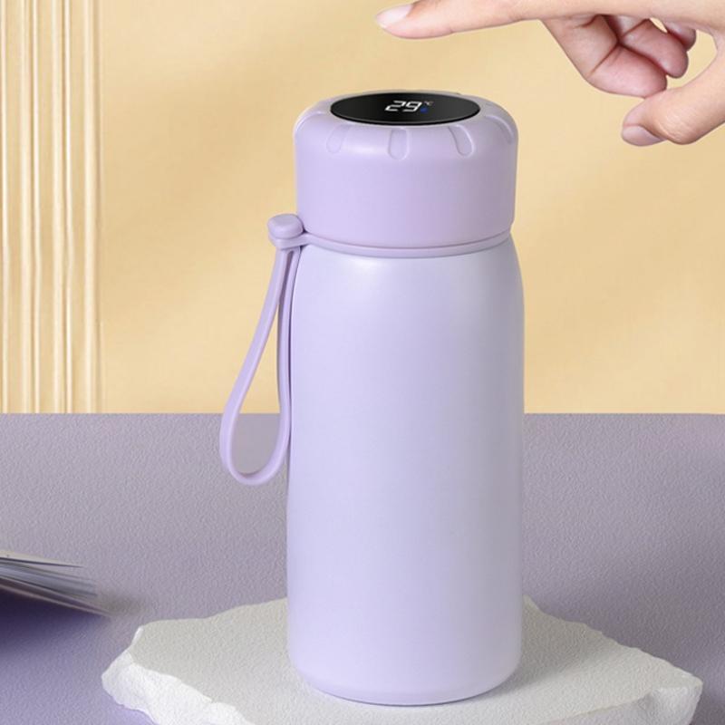 400ml Smart 316 Stainless Steel Insulated Water Bottle, Temperature Display Flask with Cute Strap