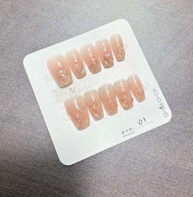 Handcrafted Short Wearable Nail Art Stickers - High-End Boutique False Nails