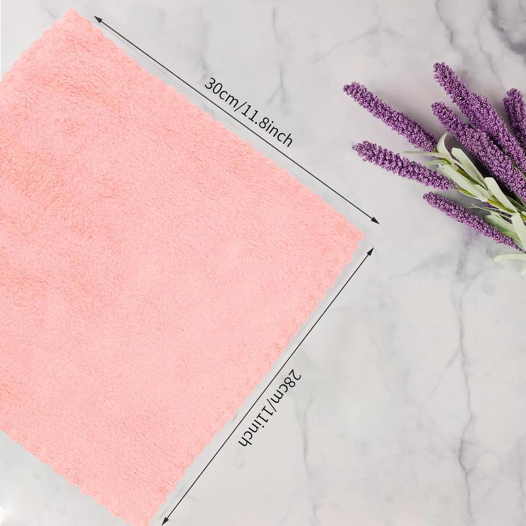 12 Pack Microfiber Coral Fleece Washcloths, Ultra Absorbent and Soft Face Towel, 12" X 11", Perfect Wash Cloths for Bathroom, Gym, Travel, Spa and