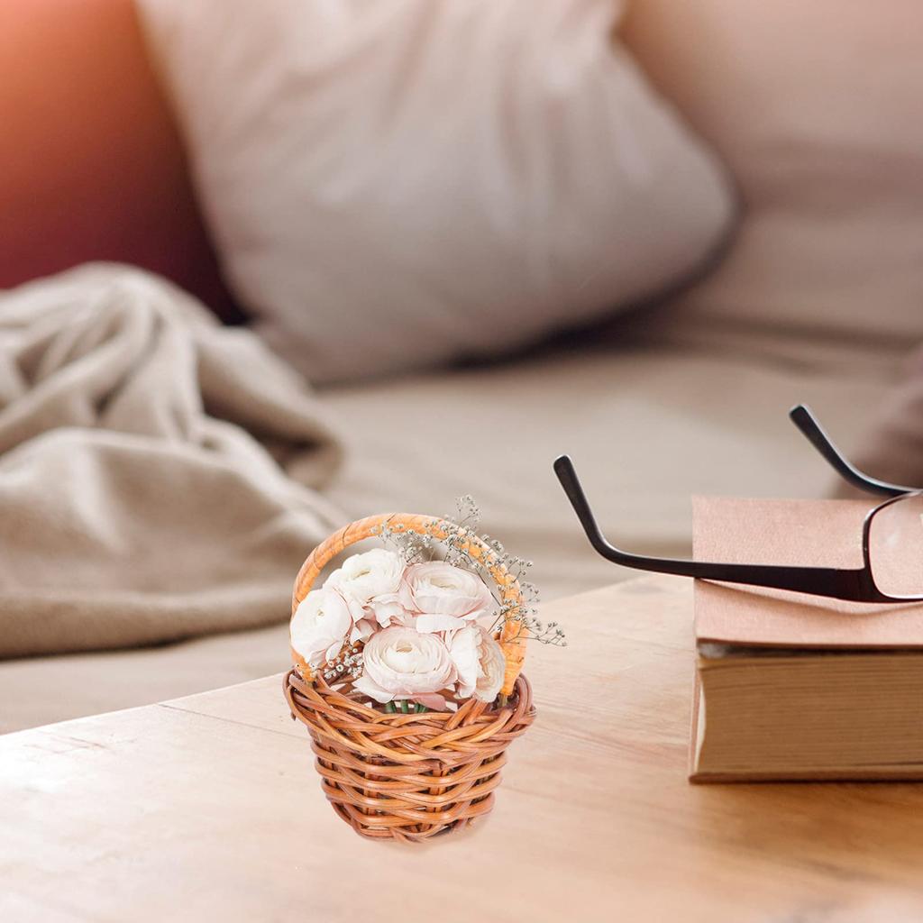 DOITOOL Miniature Mini Baskets 10 Pieces Mini Shopping Basket with Handle Easter Basket 6x4cm Small Mini Easter Basket Decorative Basket Basket Home