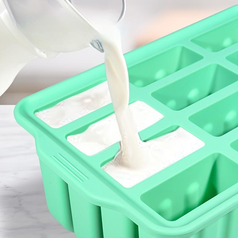 12 Grids Silicone Popsicle Molds with Lid - Easy Release Ice Cream Makers, Reusable Kitchen Baking Tools