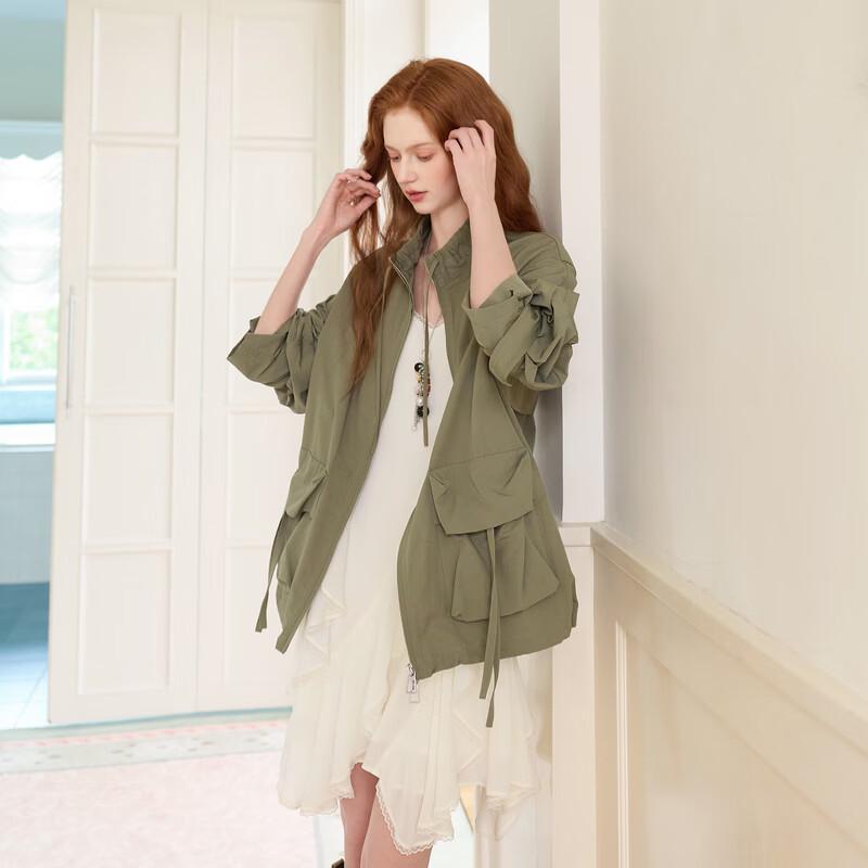 SANCITY 2026 Autumn Loose Stand Collar Workwear Jacket