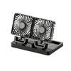 Solar Powered Dual Head Car Fan with Adjustable Angle and USB Charging for Vehicle Interior Ventilation and Air Circulation