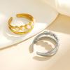 French Retro Pearl Titanium Steel Adjustable Ring - Niche Design, Simple & Versatile Open Style for Women
