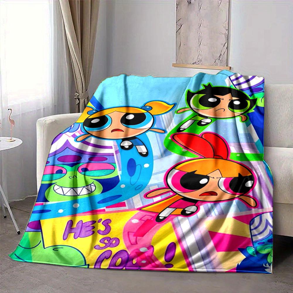 1PC Powerpuff Girls Blanket Lightweight Flannel Throw Blanket for Sofa, Bed, Travel, Camping, Livingroom, Office, Couch
