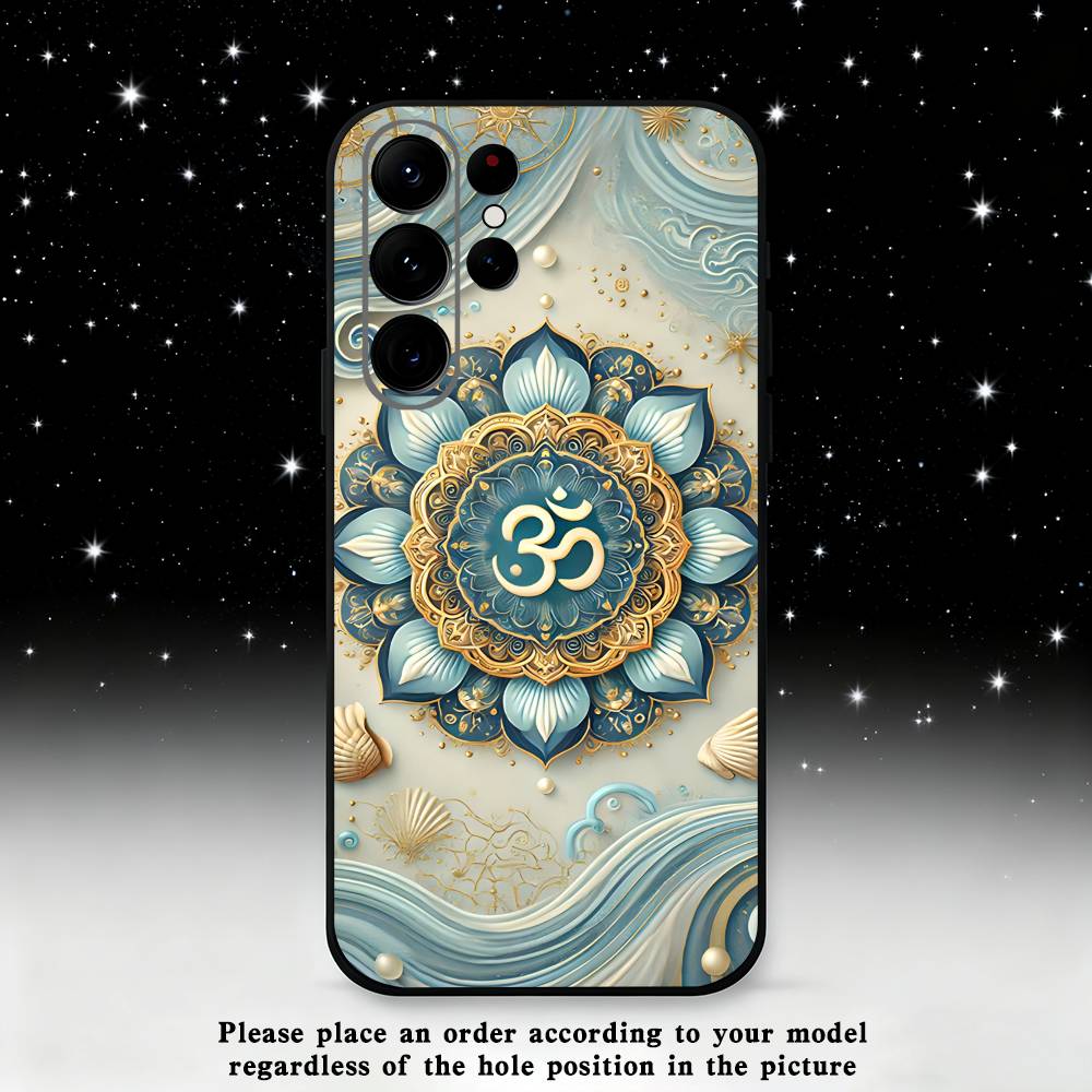Yoga Aum Om Mandala Elegante Handyhülle Für Samsung S25, S24 Ultra, S20, S30 Plus, S22 Plus, S23, S30 Ultra 5G Silikon Schwarze Hülle