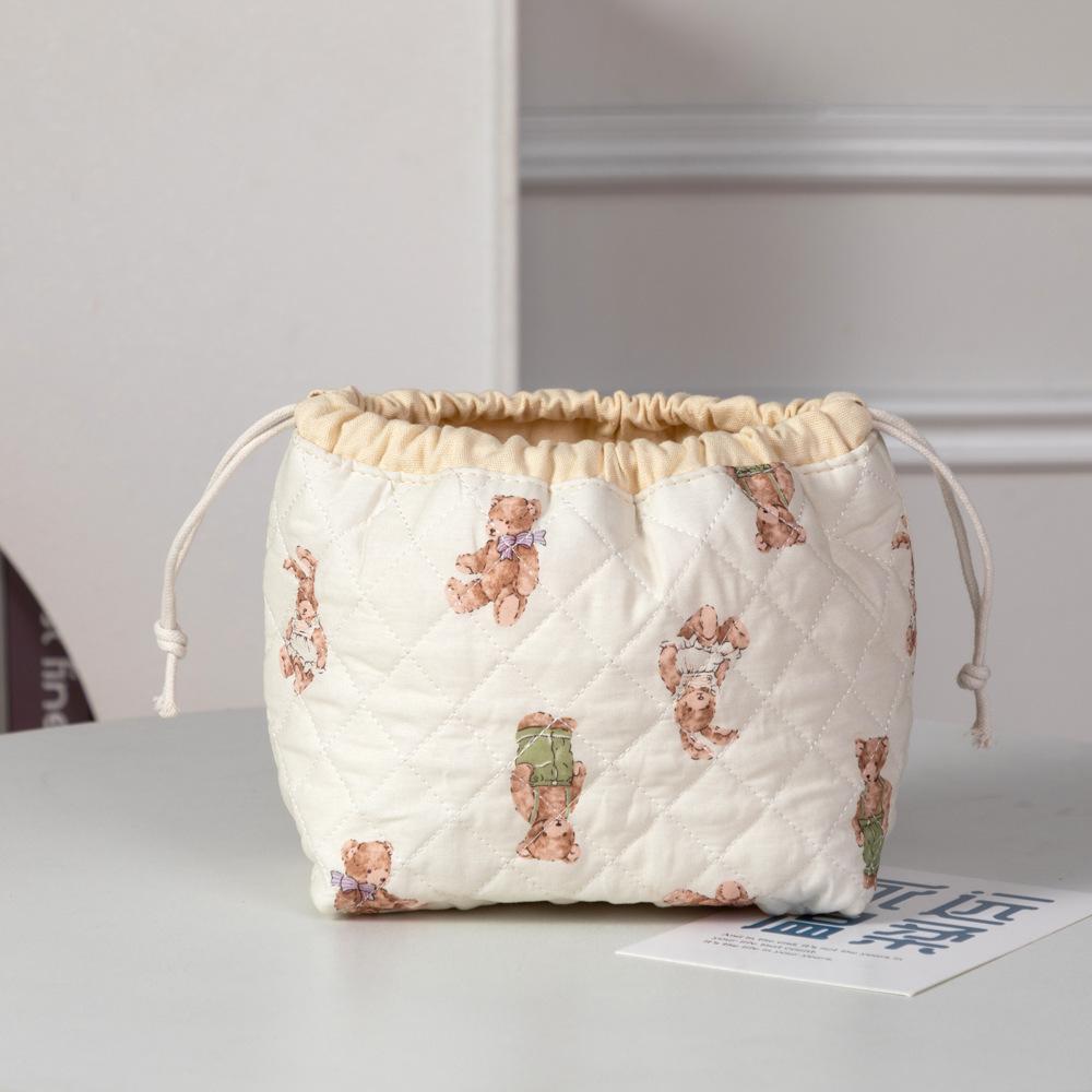 Korean Style Drawstring Cosmetic Bag High-end Travel Toiletry Bag Large Drawstring Bags Portable Makeup Pouch Travel Organizer
