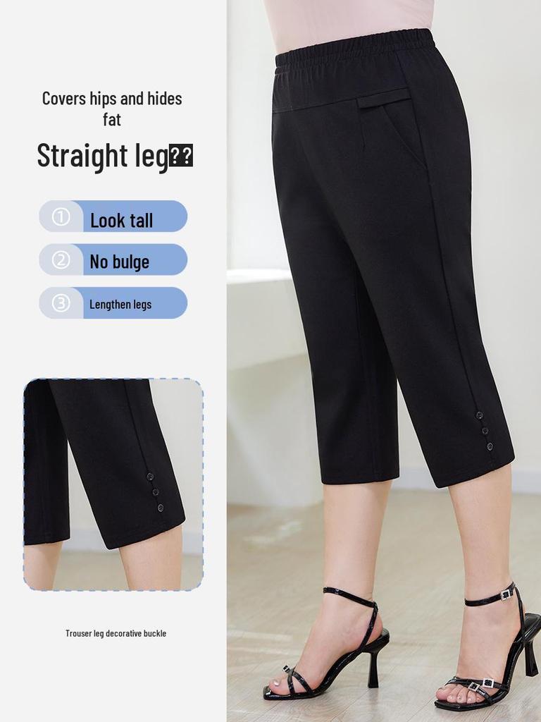 Plus Size Women's High-Waist Slimming Cropped Pants - Casual Summer 2026 Edition