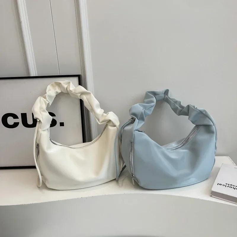 Solid PU zipper large capacity soft versatile shoulder bag crossbody bag  high quality  simple fashion