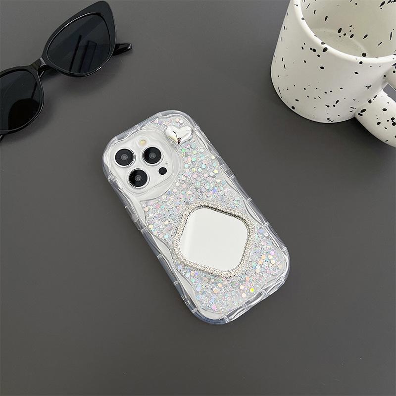 

Glitter Sequin Phone Case For Iphone17Promax Love Mirror Apple 14 Silicone All-Inclusive Drop Resistant 16 iPhone 7/8/SE 2020