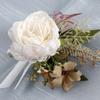 Romantics Champagne Wrist Corsage and Boutonniere Artificial Flower Set for Wedding Ceremonies Bridal Shower Flower
