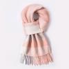 VINEY Autumn and Winter Gentle Pink Plaid Scarf