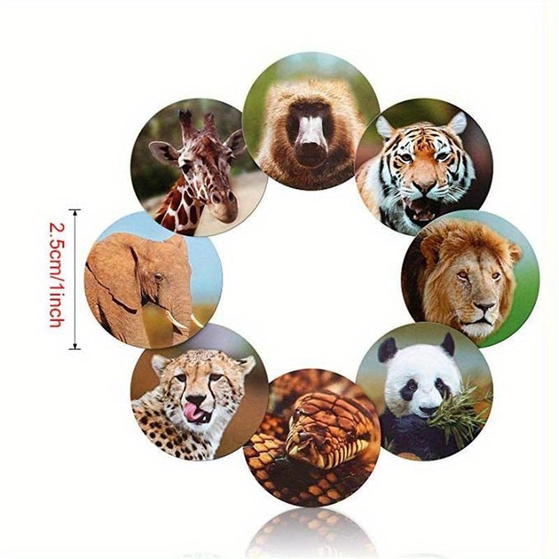 500 Pcs/roll Zoo Animals Cartoon Stickers Classic Sticker Sticker Pattern Lion Sticker