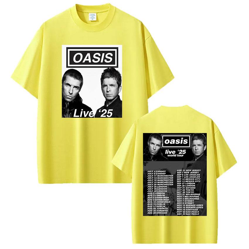 British Rock Band OASIS Live 25 World Tour 2025  Tshirt Men Woman Oversized T Shirts Hip Hop Summer Cotton Gothic Punk Tshirts
