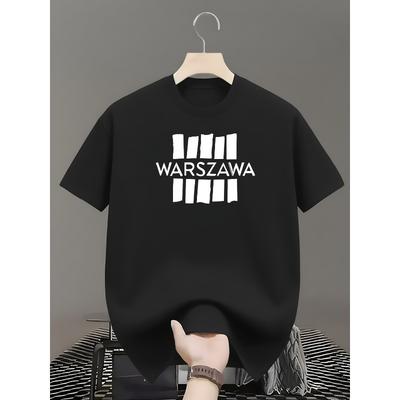 European Sizes Men's Print T-Shirt Design with Lettering, Breathable Lightweight, Casual Wear Comfort Fit for Men & Teens