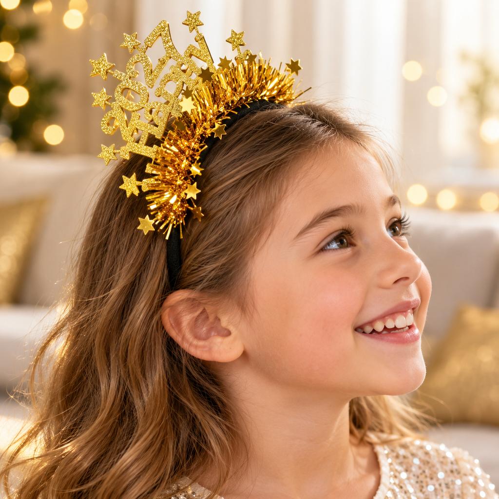 Party Photo Prop Dimensional Kids Party Headband Happy New Year Headband Black Fabric-Covered Stage Performance Headband