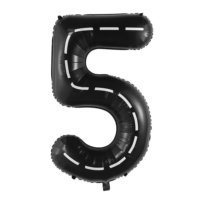 1pcs 40inch imitation American black and white striped line racing theme large digital white digital party decoration big number