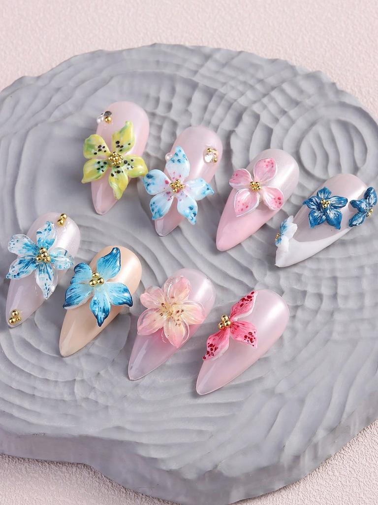 1pc 3D Lily Flower Nail Art Silicone Mold, Embossed Hibiscus Pattern DIY Nail Stamping Tool