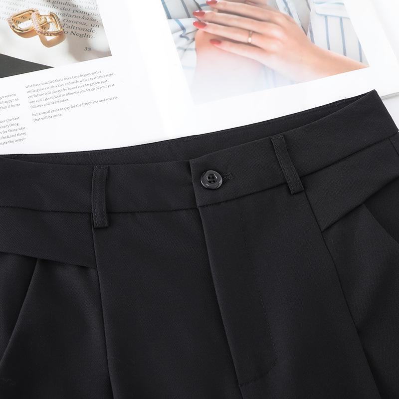 Women's 2025 High-Waist Black Wide-Leg Pants: Elegant, Casual, Straight-Leg Fit for Spring