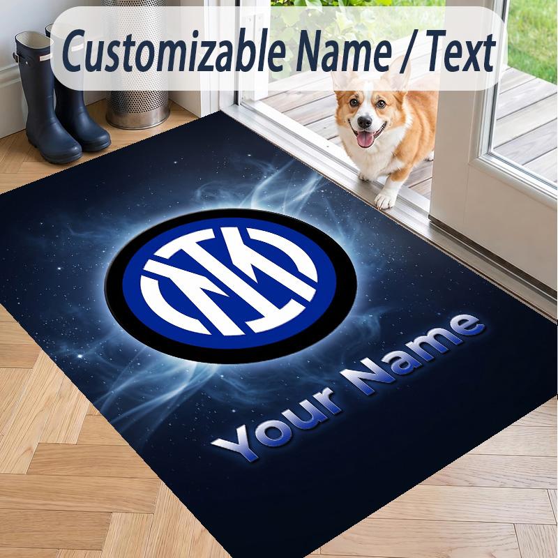 Custom Text Printed Rug Inter Milan Non Slip Floor Carpet For Home Room Decor