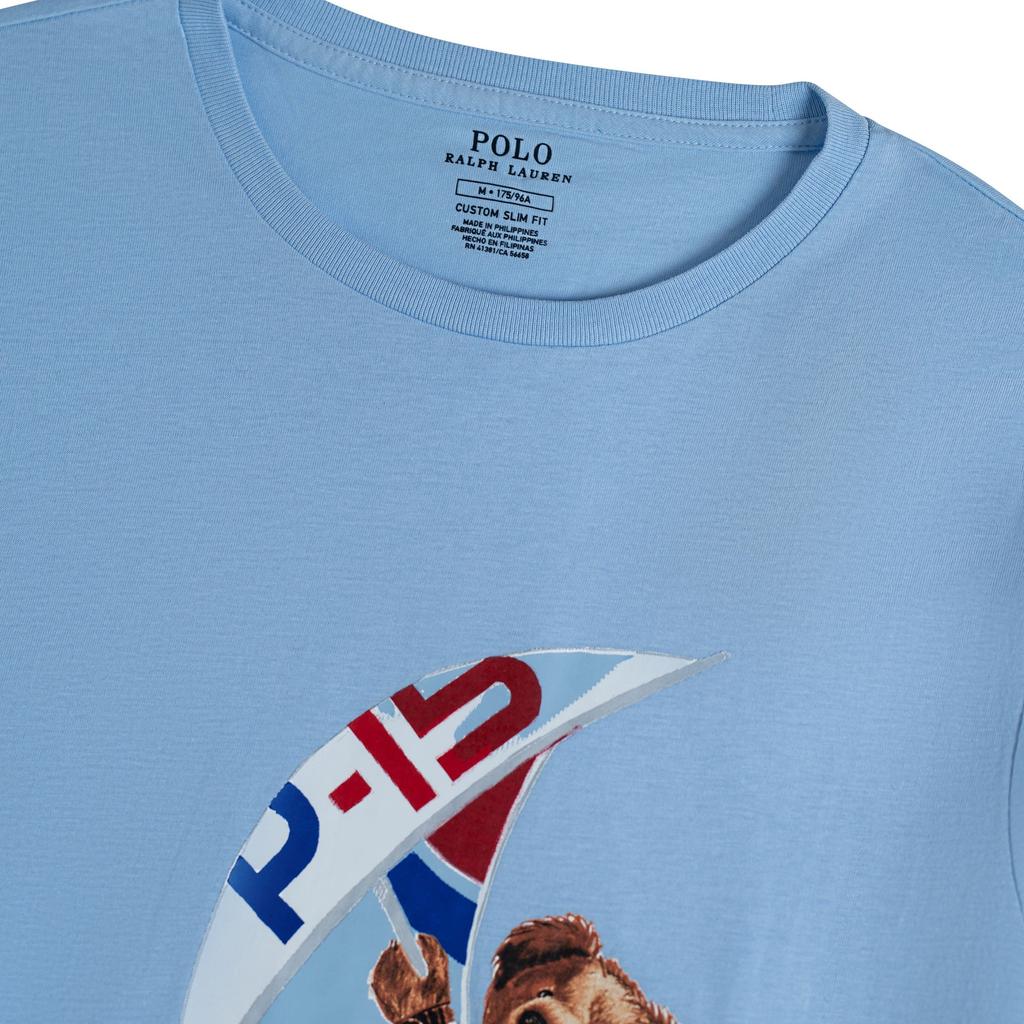 Polo Ralph Lauren SS24 Seilende Bjørn Grafisk Trykk Rund Hals Kort Ermet T-skjorte Herre T-skjorte Himmelblå 710752600-002
