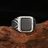2026 Premium Ring Popular Men's Square Black Zircon Ring Opening Retro Adjustable Jewelry