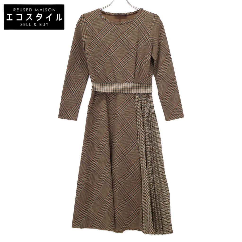 Max MaraWEEKEND 56260523 Brown Gun Club Check Ribbon One Piece Dress XS BrownUsed