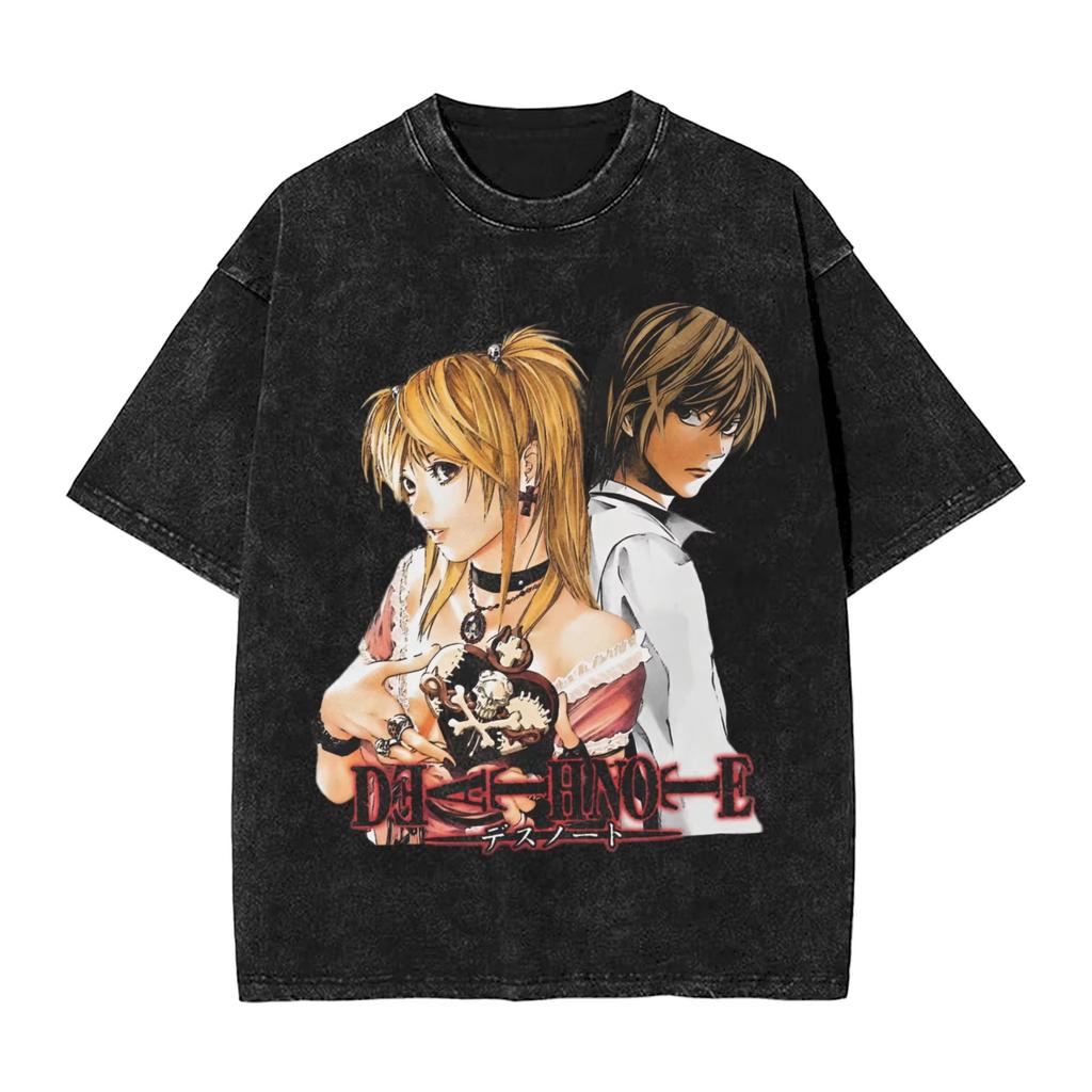 Manga DEATH NOTE T Shirts L Lawliet Graphic Print T-Shirts Washed Oversize Tshirt Short Sleeve Cotton Loose Comfortable Female Male Clothing