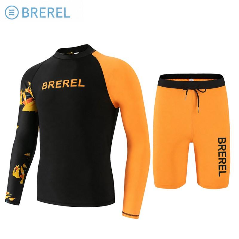 Mens Long Sleeve Rash Guard UV Protection Quick Dry Swimwear Snorkeling Surfing Diving Pool Spa