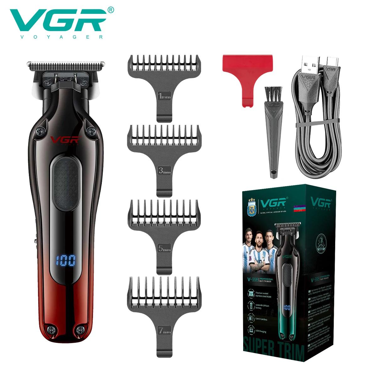 

VGR V-998 New Design Men s Cordless Rechargeable Professional Hair Clipper Gradient Color Precision Carving Electric Push Clipper Home Razor Shaver красный