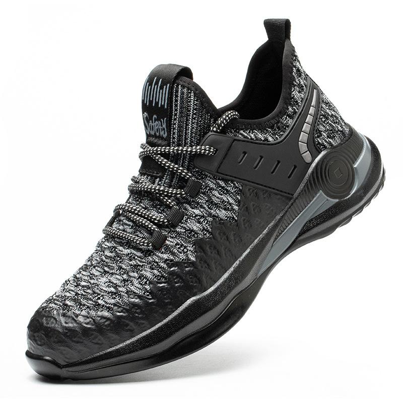 men's smash-proof and puncture-proof flying woven breathable steel bag head safety shoes worker shoes large size