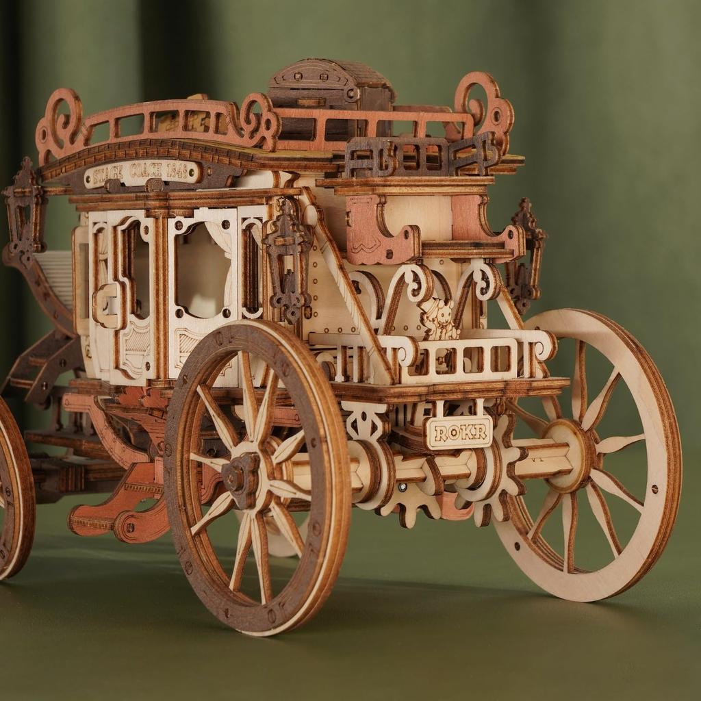 Tsukurundesu® 3D Wooden Puzzle Music Box Series (Stagecoach) with Japanese Instructions