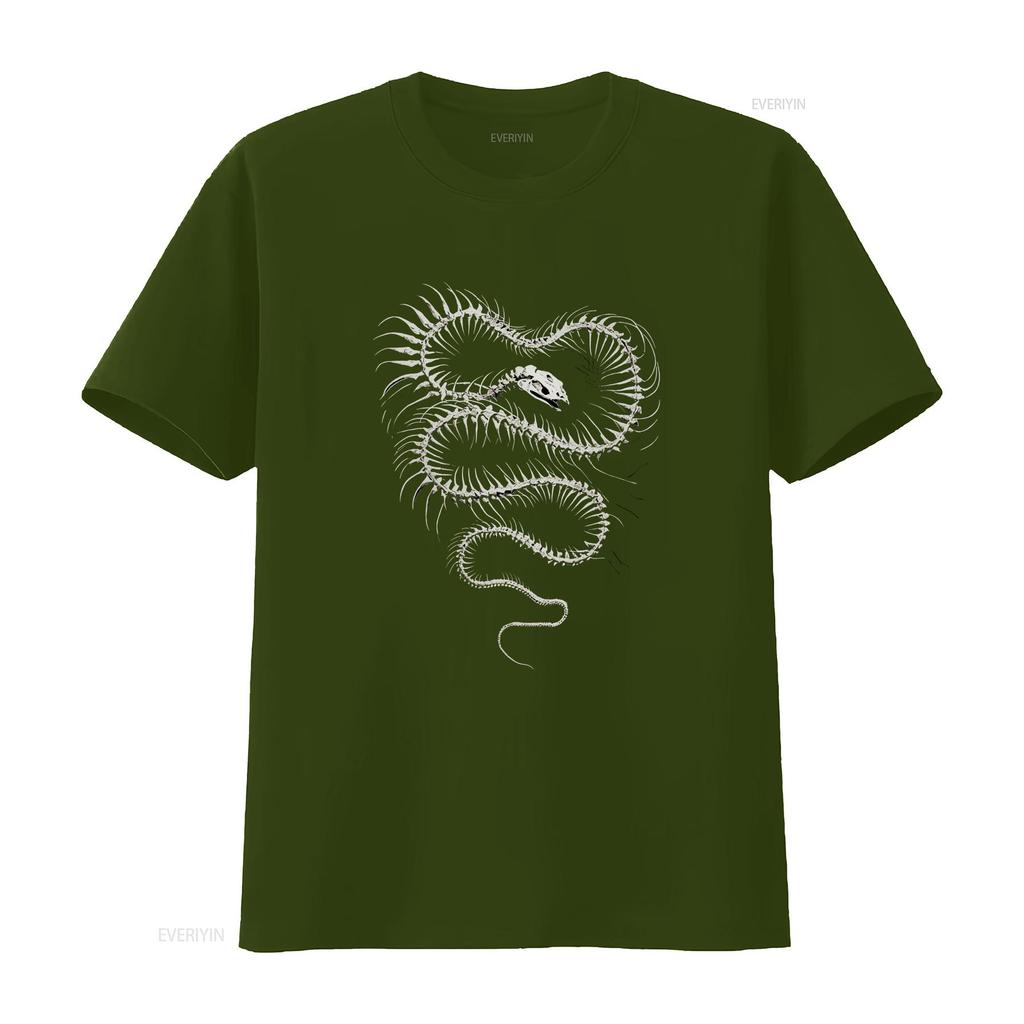 Yk Snake Skeleton T Shirt Retro Gothic Grunge Skull S Dark ArT Heavy Cotton For Her Him Vintage Washed Stylish Casual