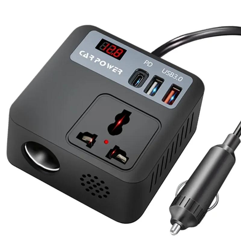 DC12V-24V to 220V AC Car Travel Adapter Voltage Converter 100W Car Power Inverter Car Plug Adapter Outlet for Road Trip