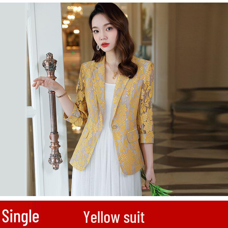 Women s Lace Suit Jacket - Slim Fit, Korean Style, Spring/Autumn 2025 Fashion 4XL