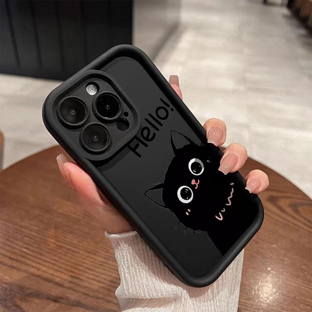 Cute Cartoon Cat Soft Phone Case For iPhone 15 14 13 12 11Pro Max Cases iPhone XS Max Mini XR X 7 8 Plus SE Shockproof Cover