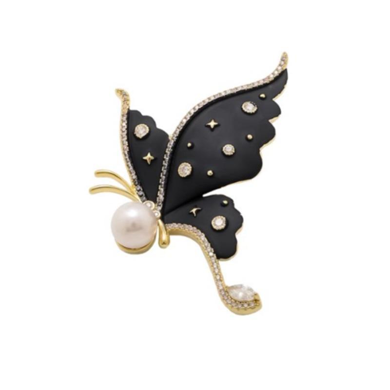 Fashionable Butterfly Pearl Brooch, Anti-exposure Pin for Women, Metal Button To Fix Clothes, Wedding Party Gift