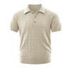 Men Business Casual Cable Knit Short Sleeve Collared Polo Shirt