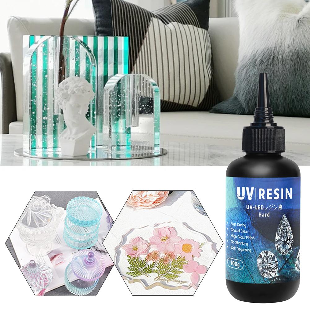 Hard UV Resin Glue Kit Fast Curing Epoxy Resin UV Glue with Mixing Tools for Starter Supplies for Art Craft Jewelry Making DIY
