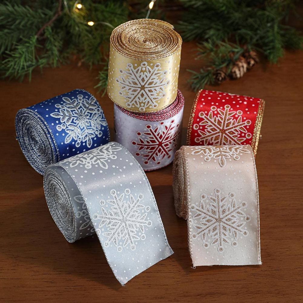 Snowflake Pattern Ribbon Christmas Ribbon Holiday Decor Enhancer Intricate Snowflake Designs Bow Making Materials Home 6.3cm*2m