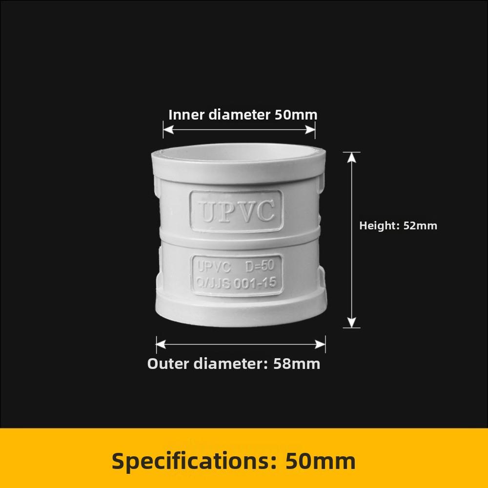 

1pcs White PVC Reducing Straight Connector Inner Diameter 50 75 110 160 200 250 315 400mm Drain Pipe Adapter Fittings