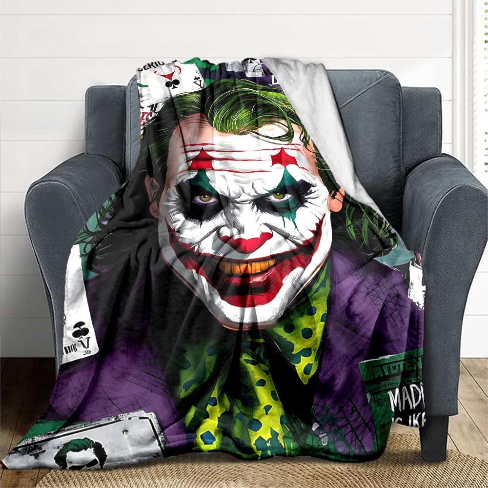 1pc Joker Clown Flannel Throw Blanket Lightweight Soft Warm All Season Blanket for Sofa, Bed, Travel, Camping L1024169