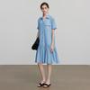 Chuyu Women's Faux Denim Spliced Mid-Length Shirt Dress