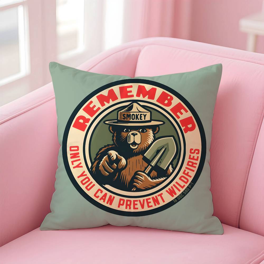 Anime S-Smokey B-Bear Pillow Case pattern printing pillowcase living room sofa cushion cover bedroom room decor