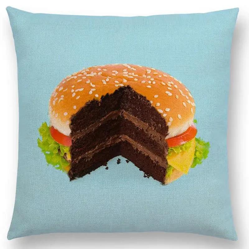 Różowy Sen Kolorowa Fantazja Seksowny Wystrój Poszewka na Poduszkę Sofa Rzutowa Wieloryb Flaming Kot Hamburger Pączek Poszewka na Poduszkę