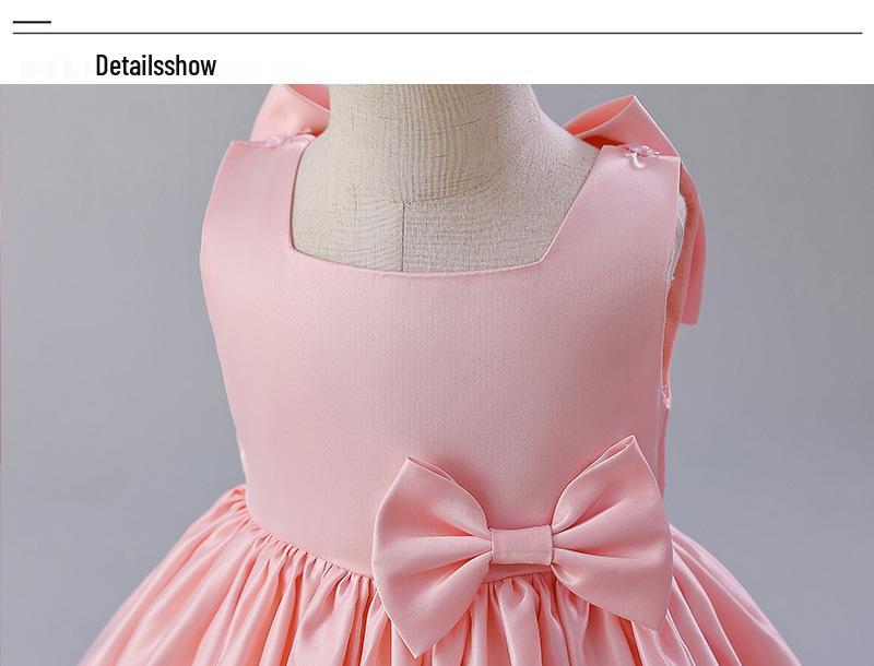 European & American Baby Girl's Satin Birthday & Flower Girl Dress with Big Bow