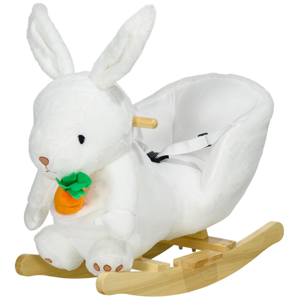Rabbit Rocking Animal with Sounds and a Safety Harness. 60x33x50cm. White
