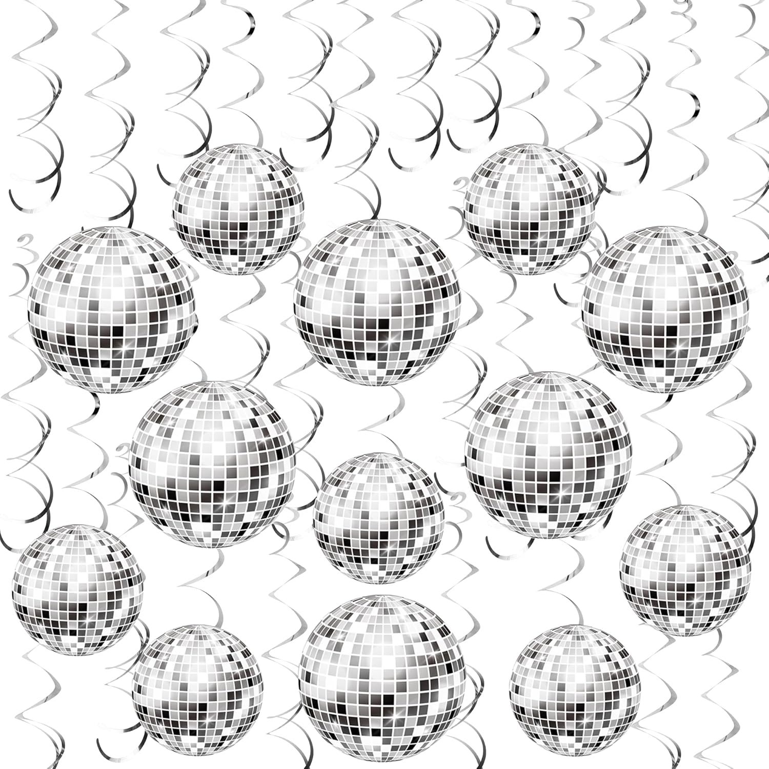 54 Pieces Disco Party Decorations Disco Ball Hanging Swirls 70s Party Hanging Swirls Ceiling Decor for Disco Fever Party 70s Hippie Birthday Party