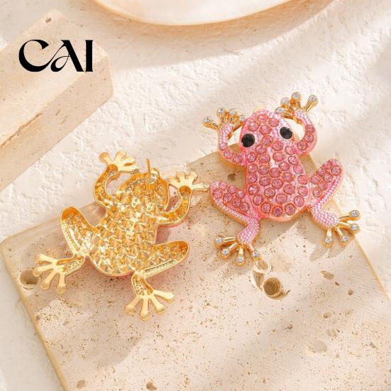 Unique Alloy Jewelry Frog for Women, Rhinestone Stud Earrings, Sparkly Cute Cool Personality Earrings Animal Brooch Pin, Vintage Boho Summer